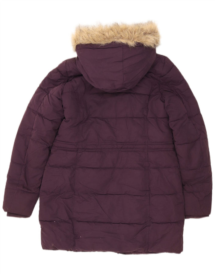 Fat Face Γυναικείο παλτό με κουκούλα UK 8 Small Purple Polyester