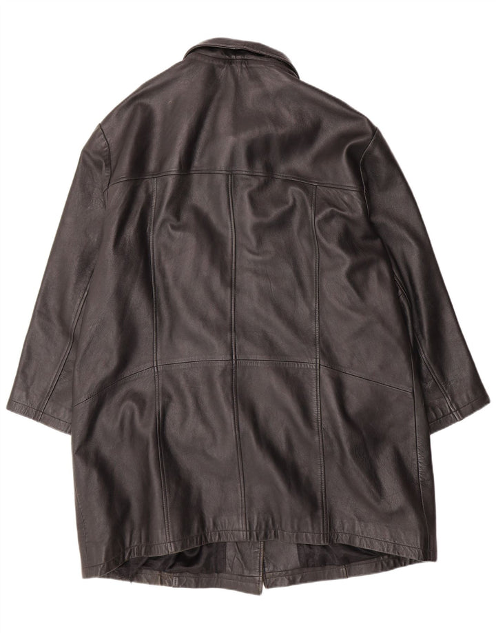 VINTAGE Womens Leather Jacket UK 16 Large  Black Leather