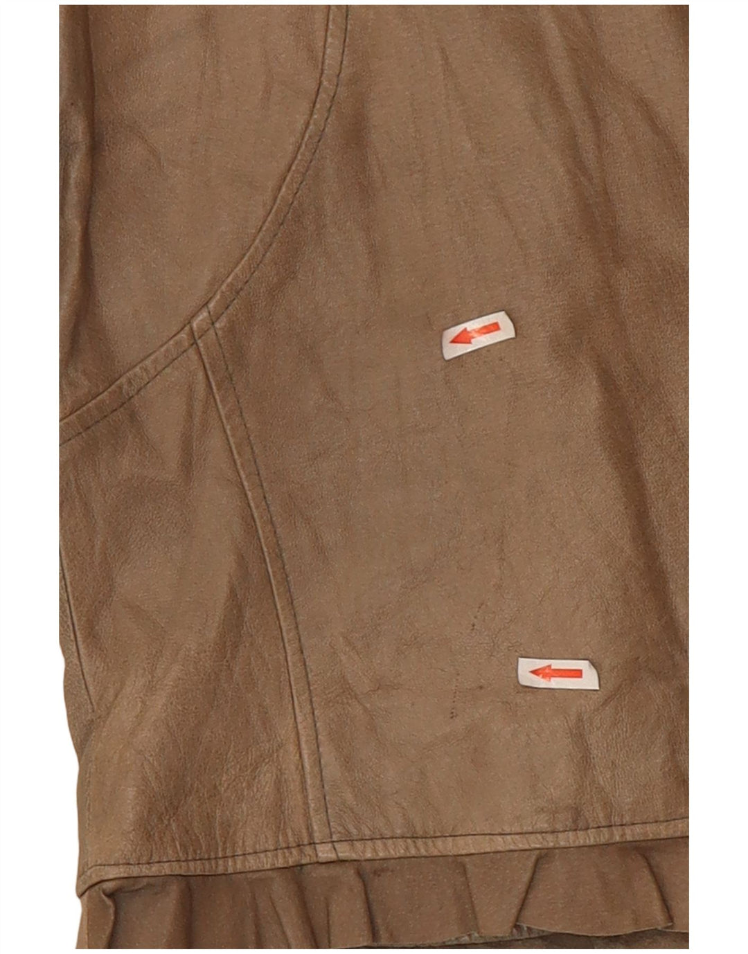 Vintage Γυναικείο Crop Δερμάτινο Μπουφάν UK 10 Small Beige