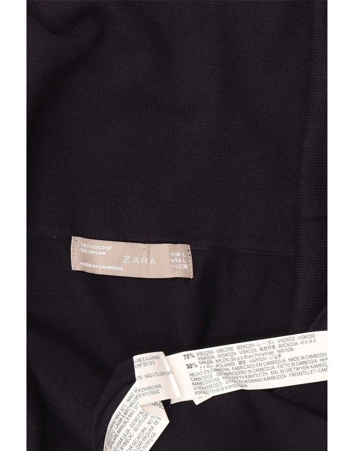 Zara Γυναικείο τοπ μακρυμάνικο UK 14 Μεγάλη Βισκόζη Navy Blue