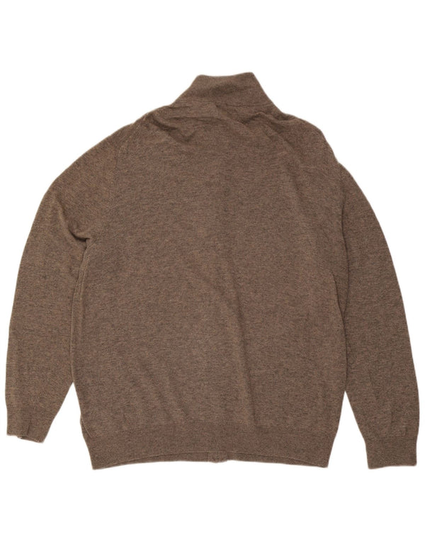 Ανδρικό πουλόβερ ζακέτα GANT 3XL μαλλί με καστανό χρώμα