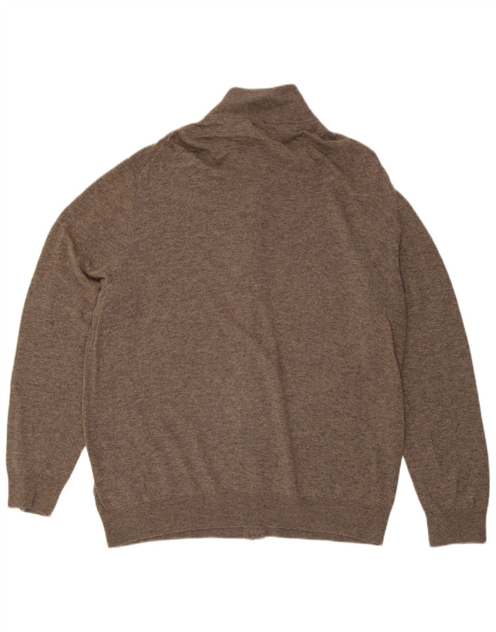 Ανδρικό πουλόβερ ζακέτα GANT 3XL μαλλί με καστανό χρώμα