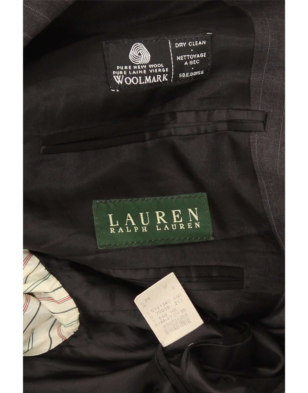 Ralph Lauren Ανδρικό σακάκι με 2 κουμπιά UK 46 2XL μαλλί με γκρι ρίγες