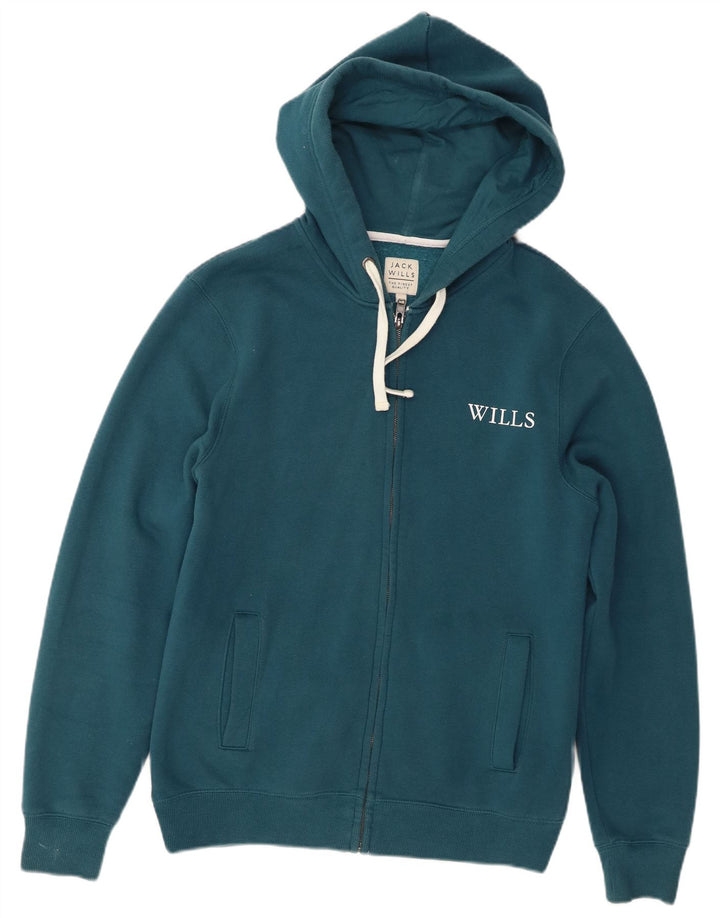 Ανδρικό πουλόβερ με κουκούλα με φερμουάρ Jack Wills Μεσαίο βαμβακερό τιρκουάζ