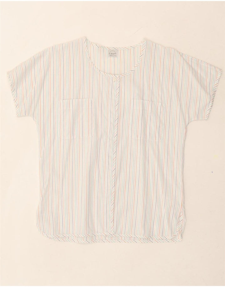 BOGNER Womens Short Sleeve Shirt Blouse EU 38 Medium White Pinstripe Vintage Bogner and Second-Hand Bogner from Messina Hembry 