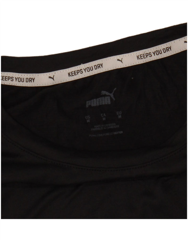 Γυναικείο T-Shirt PUMA Crop Top UK 14 Medium Black