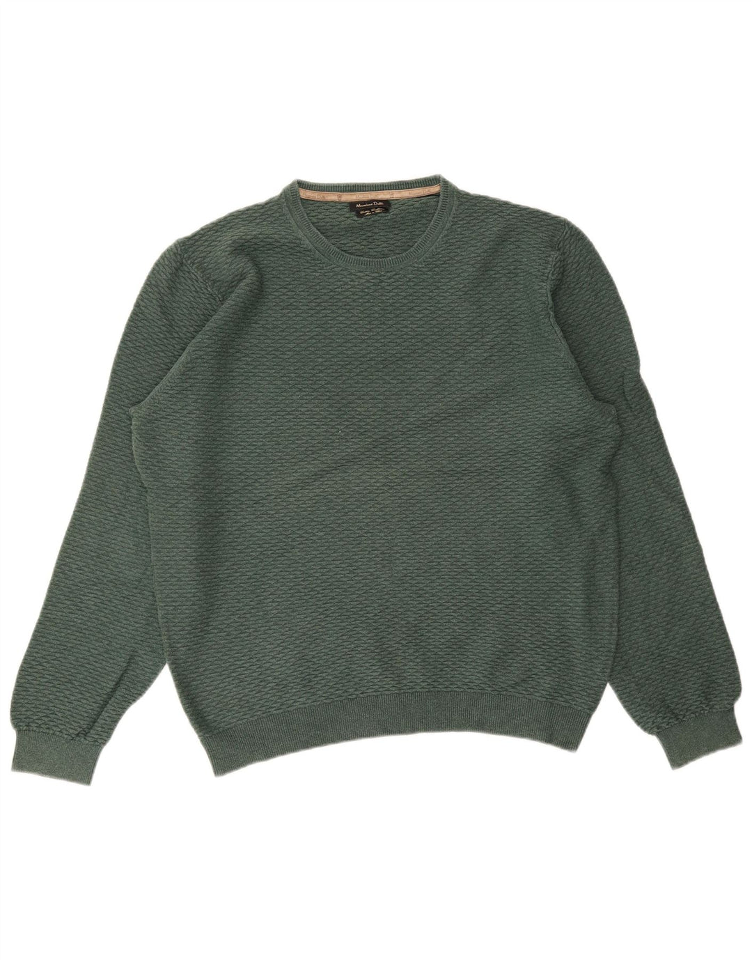 MASSIMO DUTTI Ανδρικό πουλόβερ με λαιμόκοψη 2XL πράσινο βαμβακερό