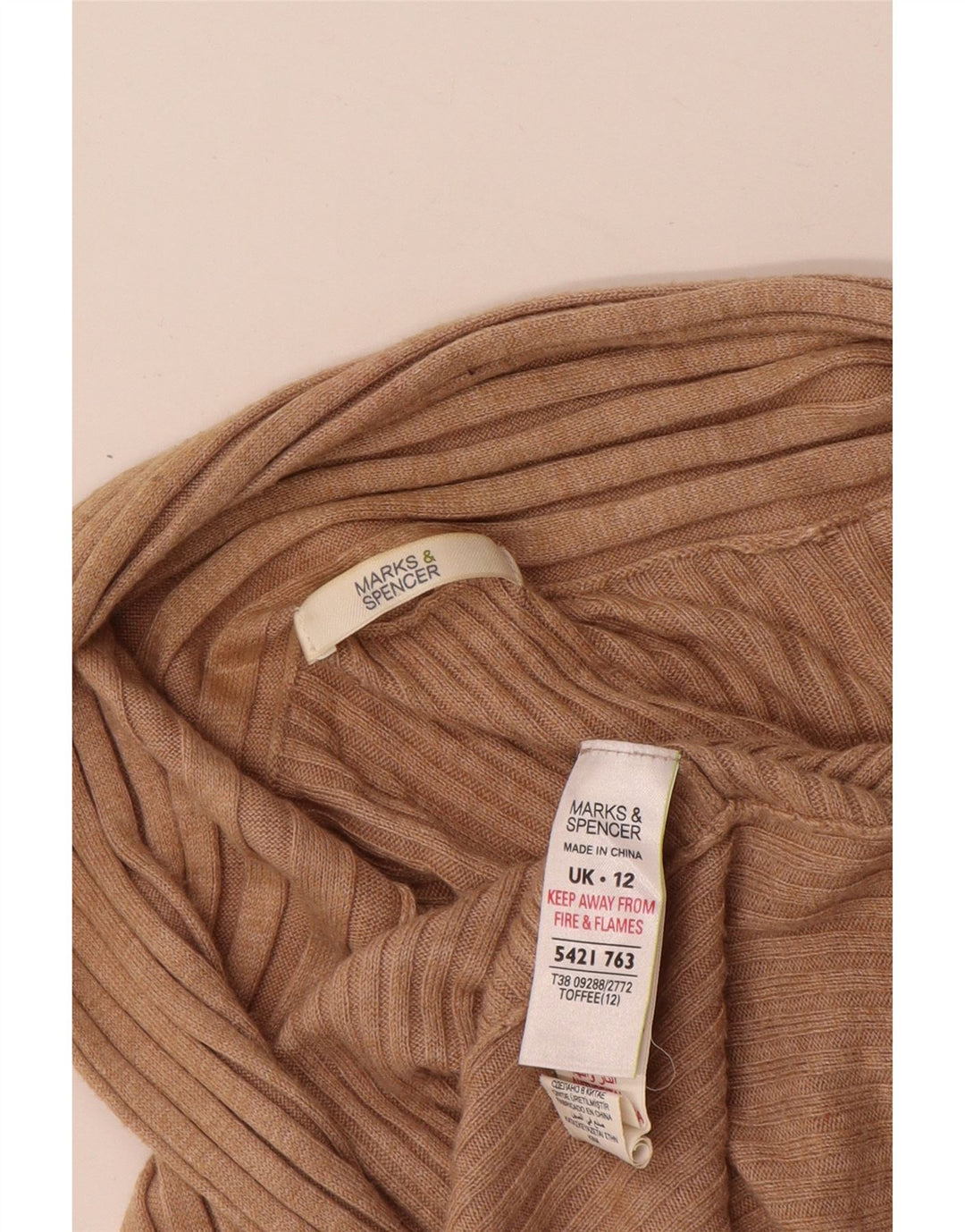 Marks & Spencer Γυναικείο ασύμμετρο πουλόβερ ζακέτα UK 12 μεσαίο καφέ