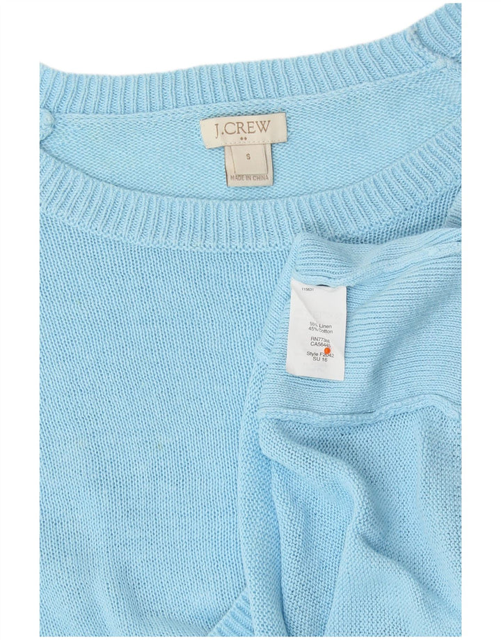 J. CREW Γυναικείο Crop Boat Neck Jumper πουλόβερ UK 10 Small Blue Linen