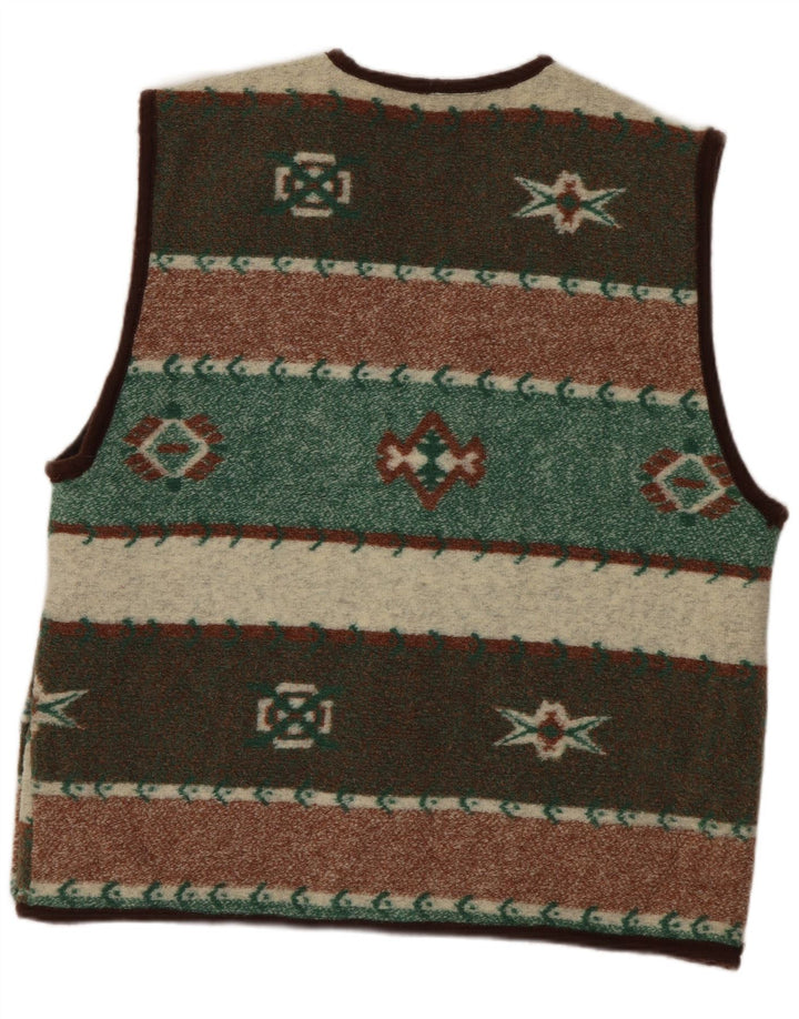 Vintage Mens Gilet UK 38 Medium Πολύχρωμος Γεωμετρικός Πολυεστέρας