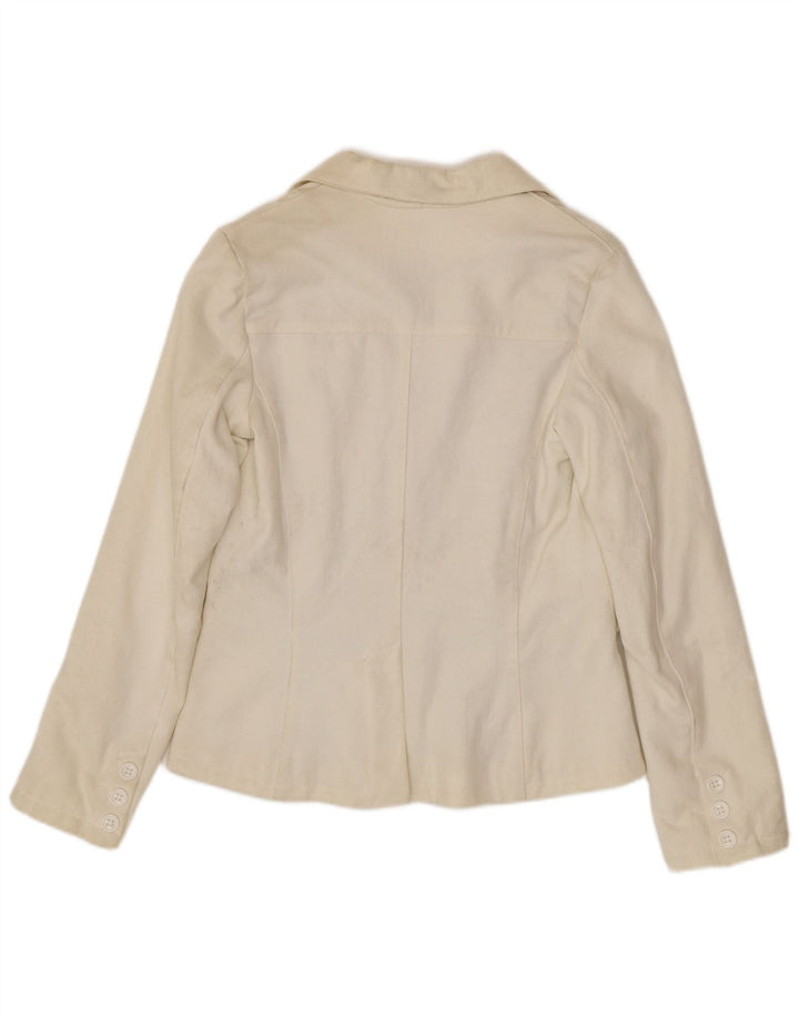 Yes London Womens 2 Button Blazer Jacket IT 44 Medium White Cotton