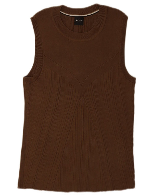 Γυναικείο γιλέκο Hugo Boss UK 18 XL καφέ βισκόζη