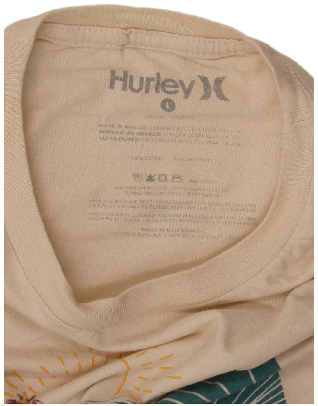 Ανδρικό γραφικό μπλουζάκι Hurley, μεγάλο σε λευκό βαμβακερό