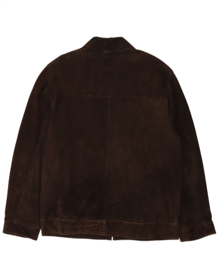 Vintage Ανδρικό Suede Bomber Jacket UK 40 Large Brown Δερμάτινο