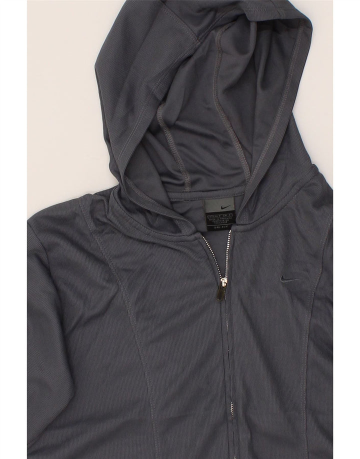 NIKE Womens Dri Fit Zip Hoodie Sweater US 4/6 Small Grey Vintage Nike and Second-Hand Nike from Messina Hembry 