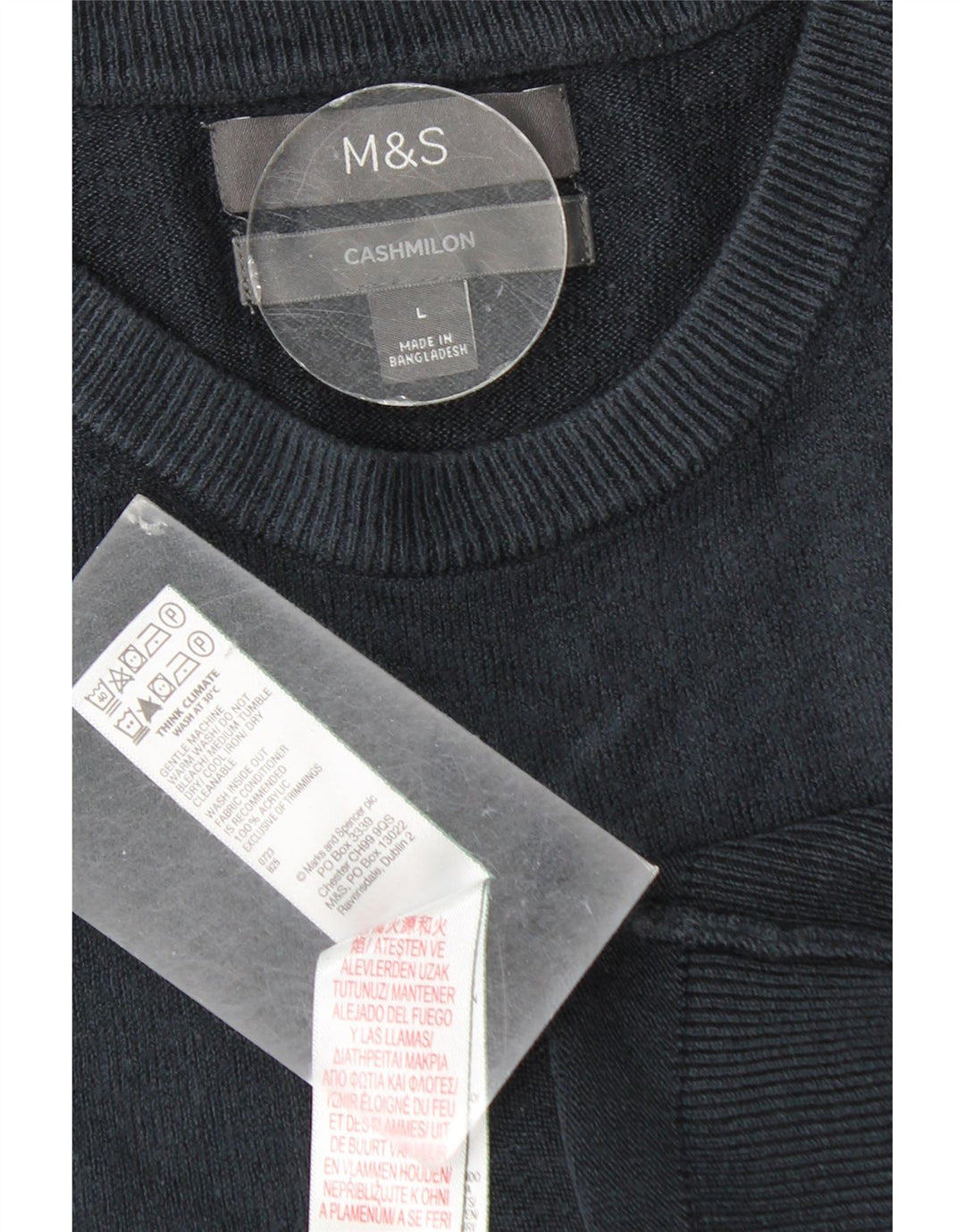 Marks & Spencer Ανδρικό πουλόβερ με λαιμόκοψη μεγάλου μπλε ακρυλικό