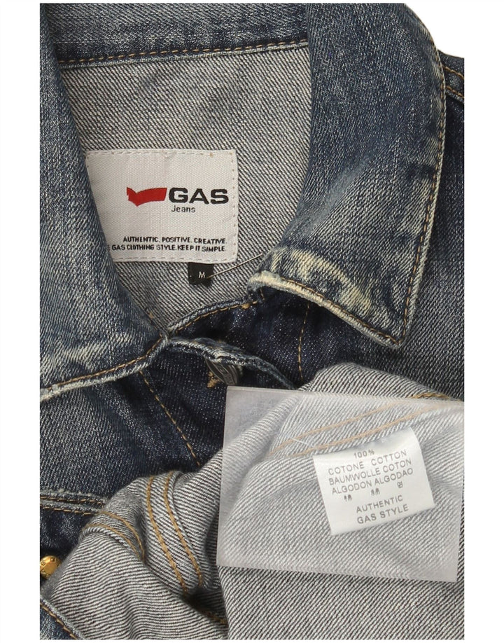 Gas Γυναικείο Τζιν Μπουφάν UK 12 Medium Navy Blue Cotton