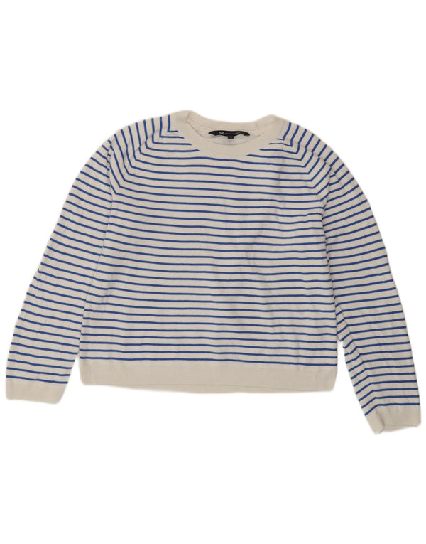 Crew Clothing Γυναικείο πουλόβερ με λαιμόκοψη πλήρωμα UK 10 Small White ριγέ