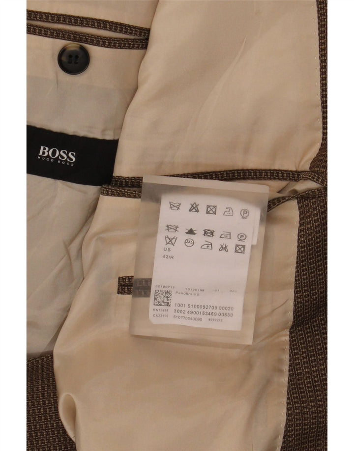 Ανδρικό σακάκι σακάκι Hugo Boss US 42 XL καφέ, παρθένο μαλλί