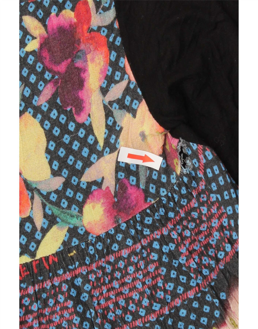 Desigual Γυναικείο Abstract Pattern Top 3/4 Sleeve UK 10 Small Black Viscose