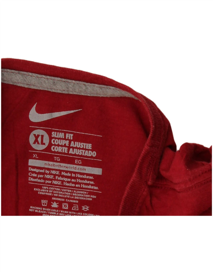 Γυναικείο γραφικό μπλουζάκι NIKE Slim Fit Top UK 18 XL κόκκινο βαμβακερό