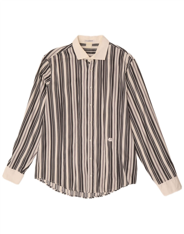 Ανδρικό πουκάμισο Naracamicie μεγάλο λευκό ριγέ πολυαμίδιο