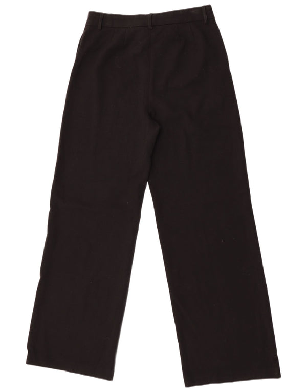 Marks & Spencer Womens Wide Leg Chino Trousers UK 12 Medium W32 L43 Black