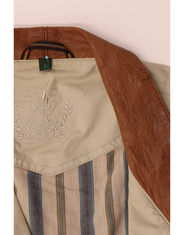 Vintage Mens Utility Jacket UK 40 Large Beige Βαμβακερό