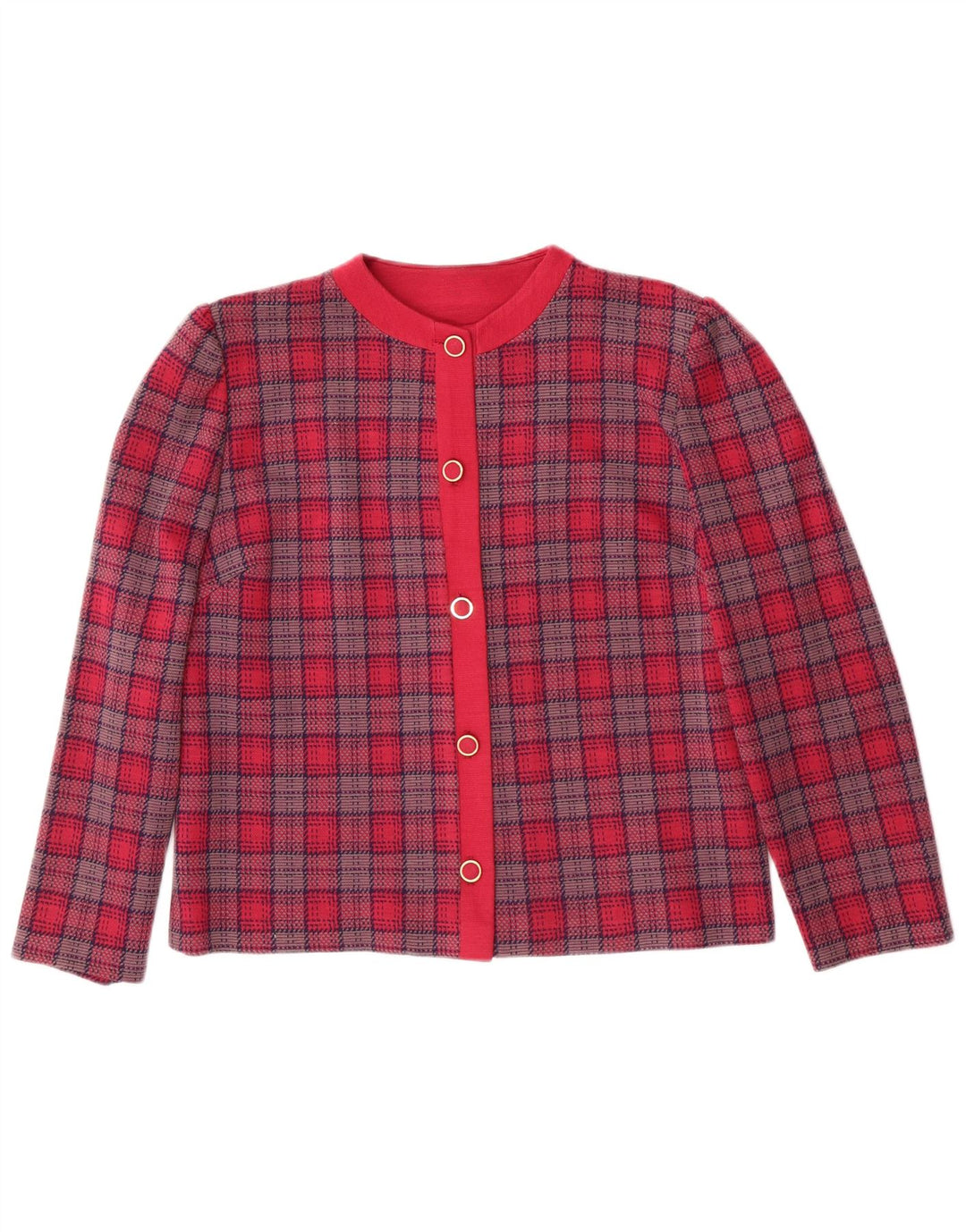 Vintage γυναικείο μπλέιζερ με 5 κουμπιά UK 14 Medium Pink Plaid Classic