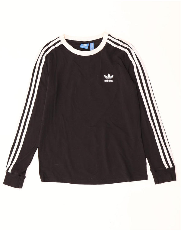 Γυναικείο τοπ Adidas μακρυμάνικο UK 10 Small μαύρο βαμβακερό