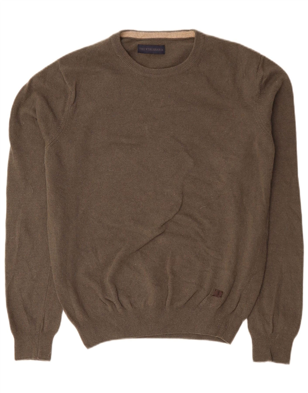 TRUSSARDI Ανδρικό πουλόβερ με λαιμόκοψη μεγάλο γκρι μαλλί