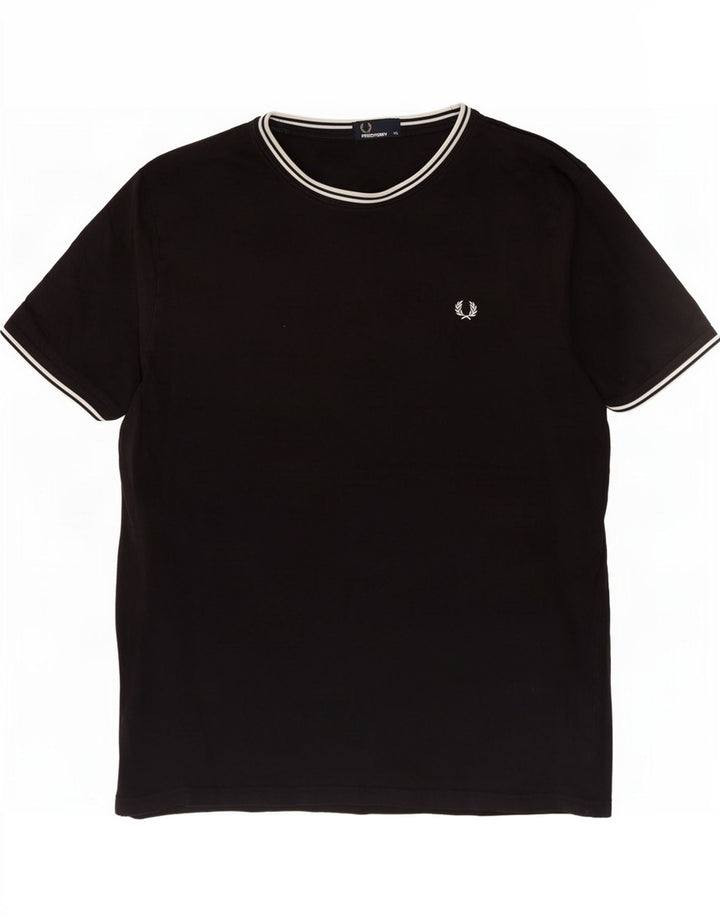 Fred Perry Ανδρικό T-Shirt Top 2XL Μαύρο βαμβακερό