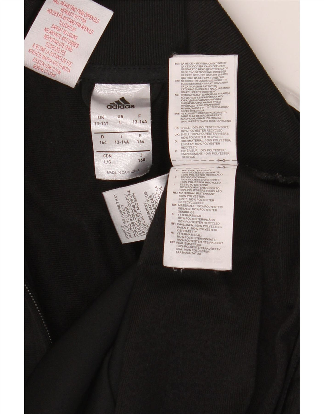 Adidas Boys Tracksuit Top Jacket 13-14 Years Black Polyester