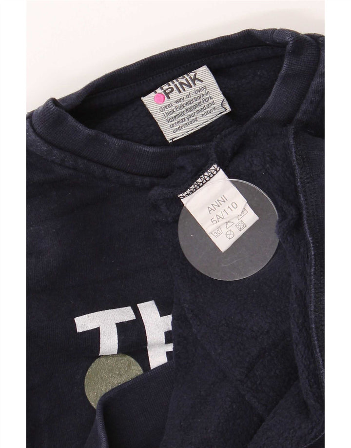 Σκεφτείτε Pink Boys Graphic Φούτερ με κανονική εφαρμογή Jumper 4-5 ετών Navy Blue