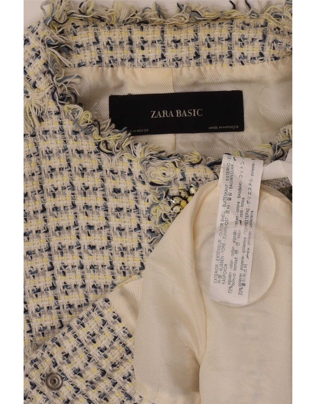 Zara Γυναικείο σακάκι σακάκι με μανίκια 3/4 UK 12 μεσαία λευκά