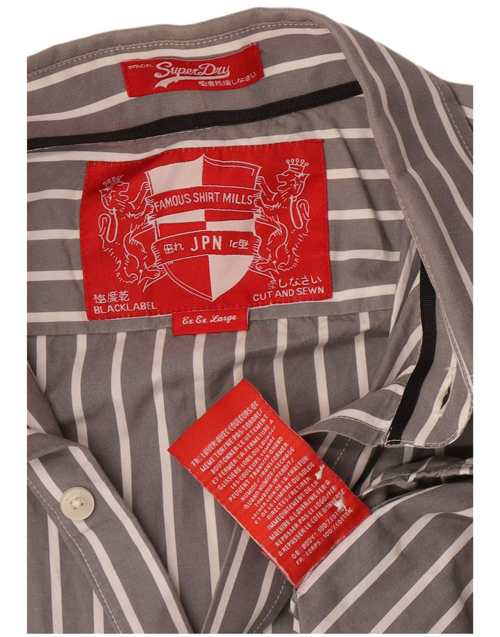 Ανδρικό πουκάμισο Superdry 2XL Γκρι βαμβακερό ρίγες