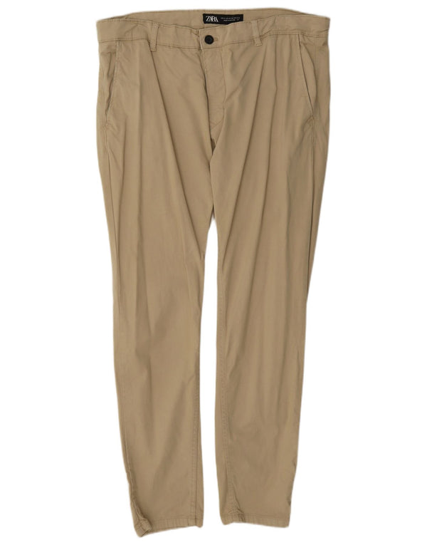 Zara Mens Slim Chino Trousers EU 46 XL W36 L30 Beige