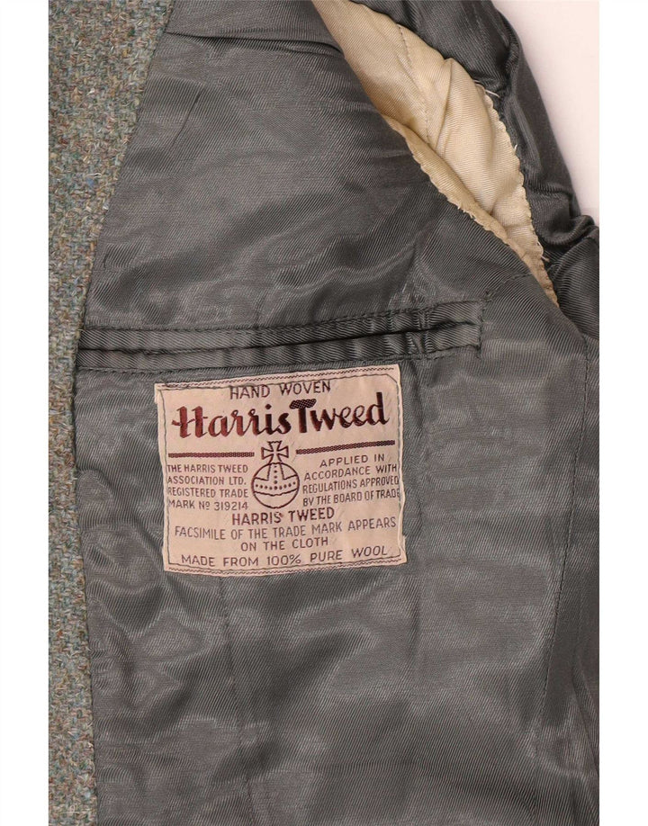 Harris Tweed Γυναικείο μπουφάν μπλέιζερ με 2 κουμπιά UK 8 μικρό χακί μαλλί