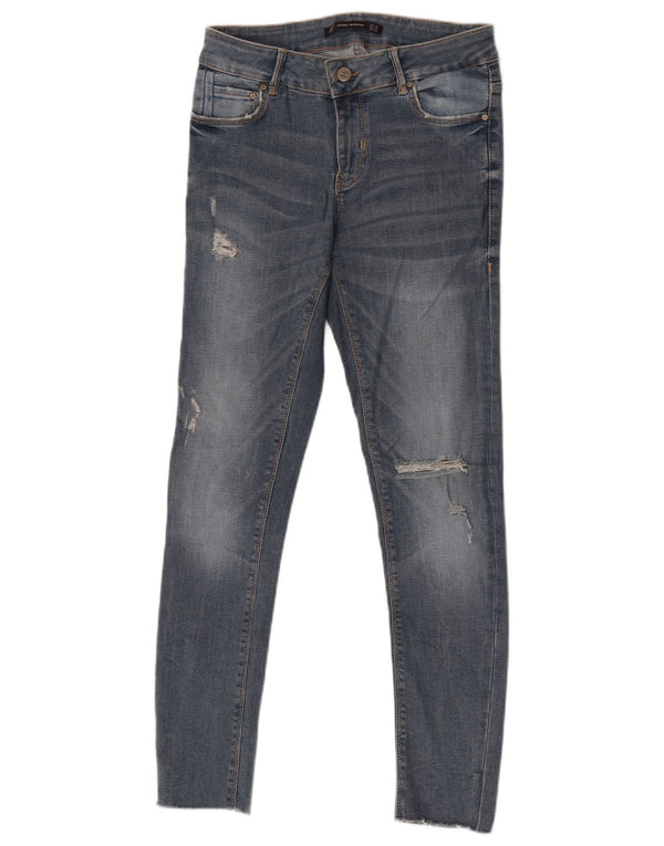 Zara Womens Trafaluc Distressed Skinny Jeans EU 38 Small W28 L28 Blue