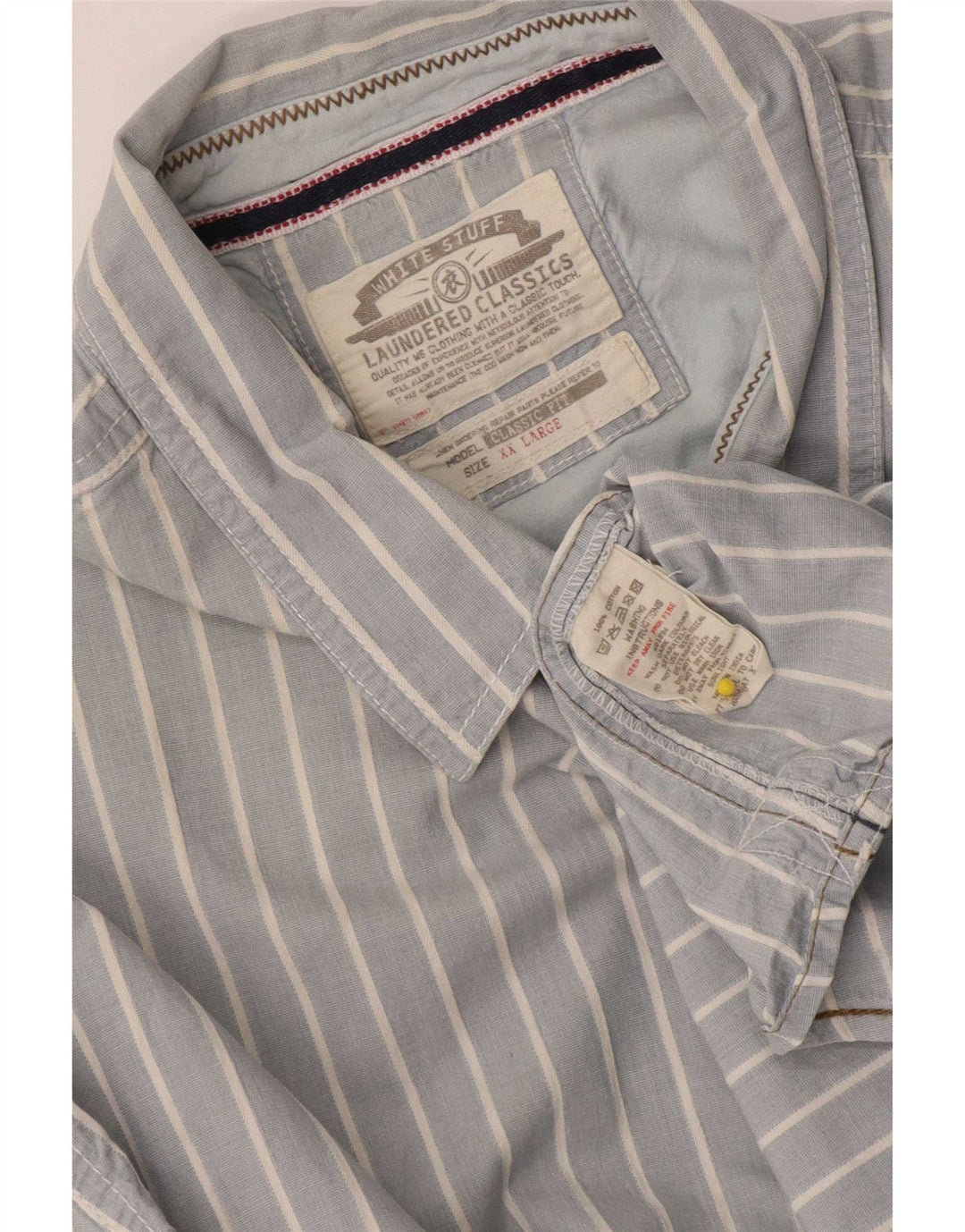 White Stuff Ανδρικό πουκάμισο Classic Fit 2XL Μπλε βαμβακερό ριγέ
