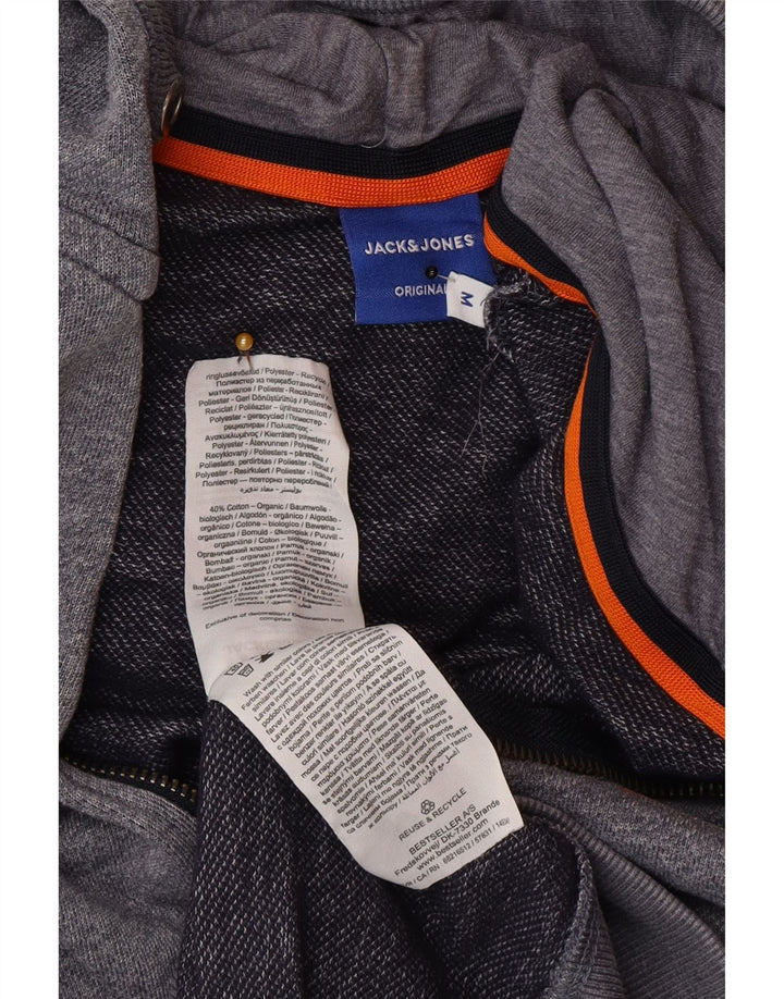 Ανδρικό πουλόβερ Jack & Jones με φερμουάρ με κουκούλα με μεσαίο γκρι πολυεστέρα