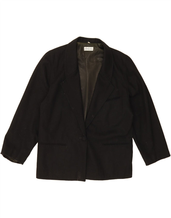 VINTAGE Womens Longline Oversized 1 Button Blazer Jacket UK 10 Small Black Vintage Vintage and Second-Hand Vintage from Messina Hembry 