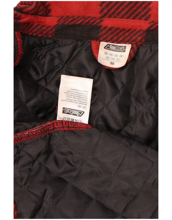 Vintage Ανδρικό Fleece Bomber Jacket EU 50 Μεγάλο κόκκινο καρό πολυεστέρα