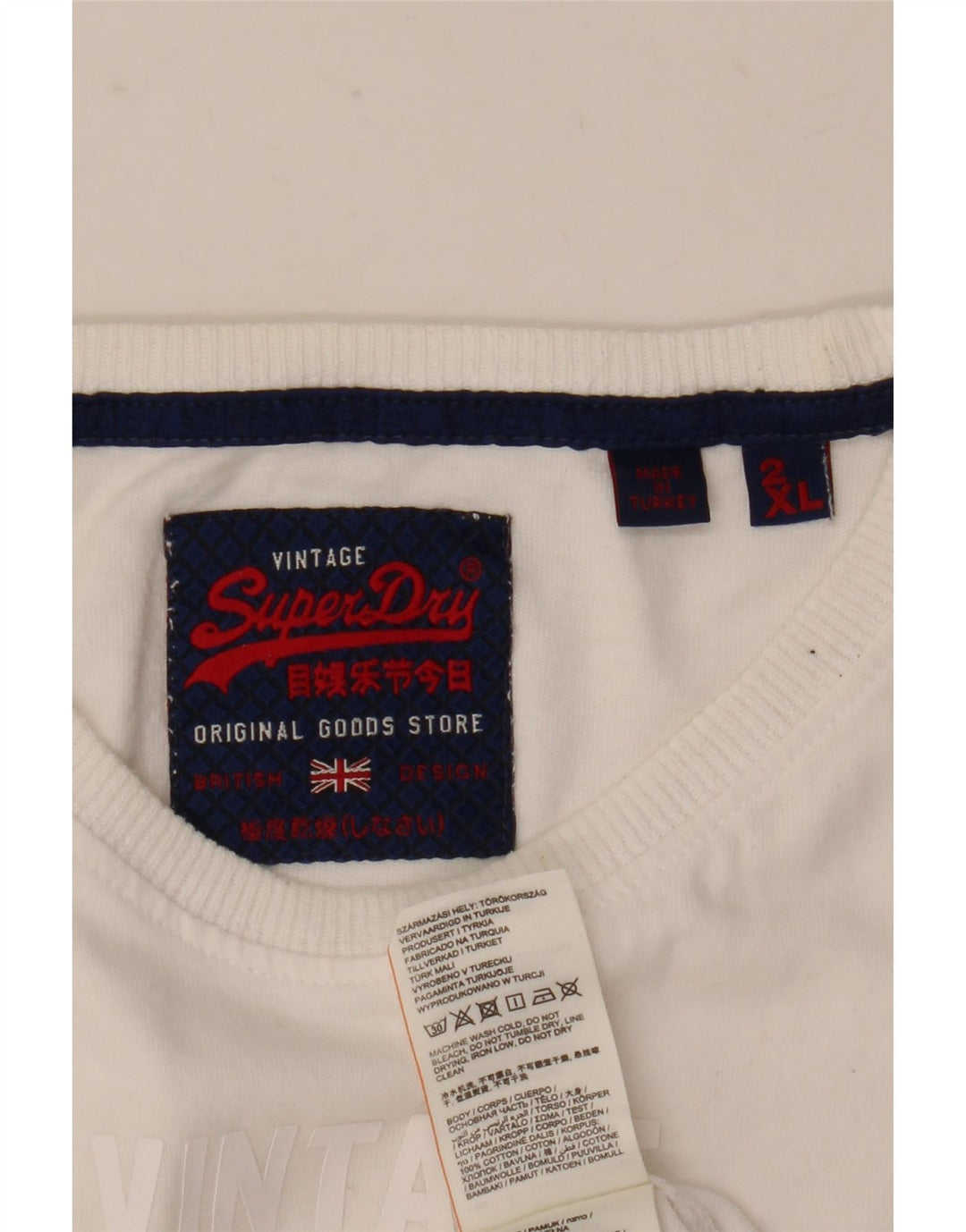 Superdry Ανδρικό γραφικό T-Shirt Top 2XL Λευκό βαμβακερό