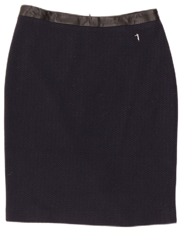 Trussardi Γυναικεία Pencil Φούστα IT 42 Medium W30 Navy Blue Ψαροκόκαλο