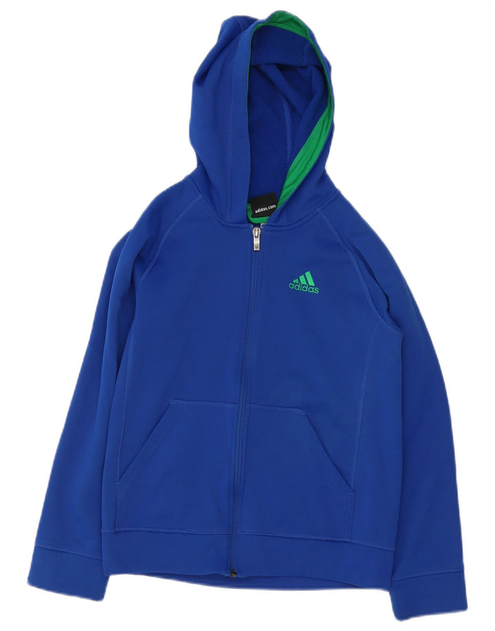 Πουλόβερ ADIDAS Boys Zip Hoodie 10-11 Years Blue Polyester