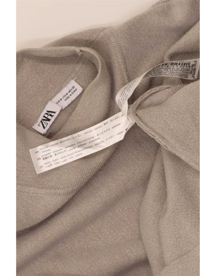 Zara Γυναικείο μάξι μακρυμάνικο μάξι φόρεμα UK 12 μεσαία γκρι βισκόζη