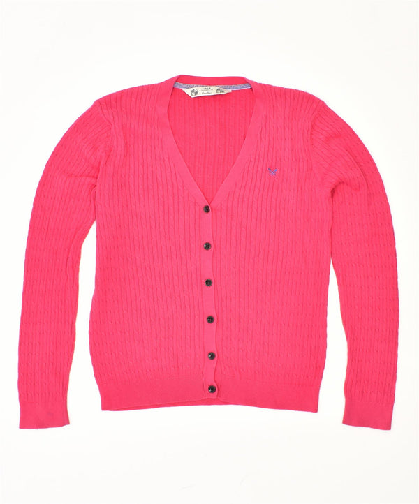 CREW CLOTHING Γυναικεία ζακέτα πουλόβερ UK 14 μεγάλο ροζ βαμβακερό