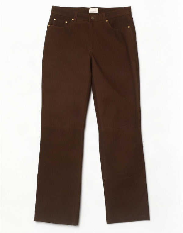 Ανδρικό ίσιο δερμάτινο παντελόνι Spieth & Wensky EU 48 Medium W32 L33 Καφέ