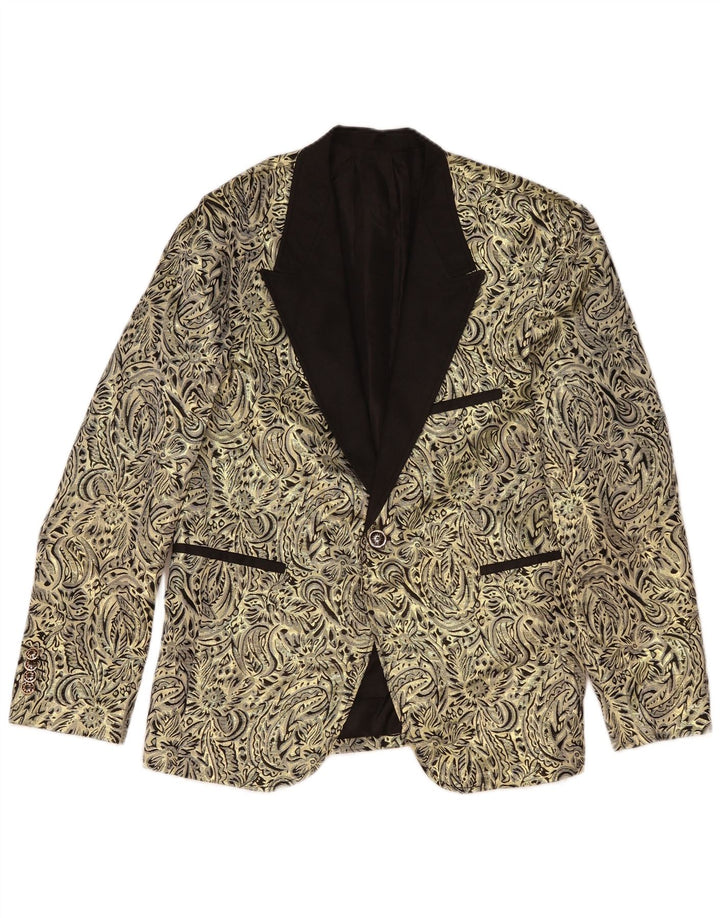 Vintage Ανδρικό σακάκι 1 κουμπιού Blazer UK 38 Medium Gold Paisley